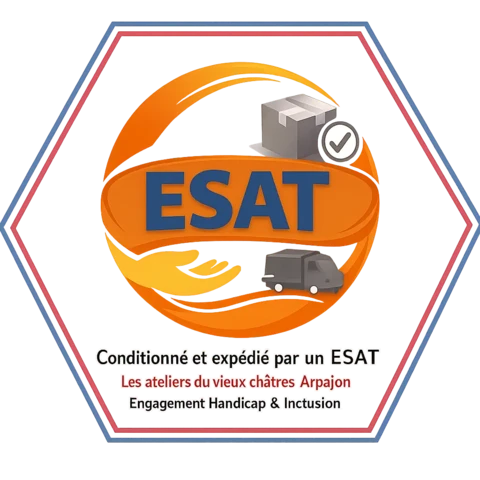 Label ESAT — Conditionné et expédié par un ESAT. Engagement handicap & inclusion.