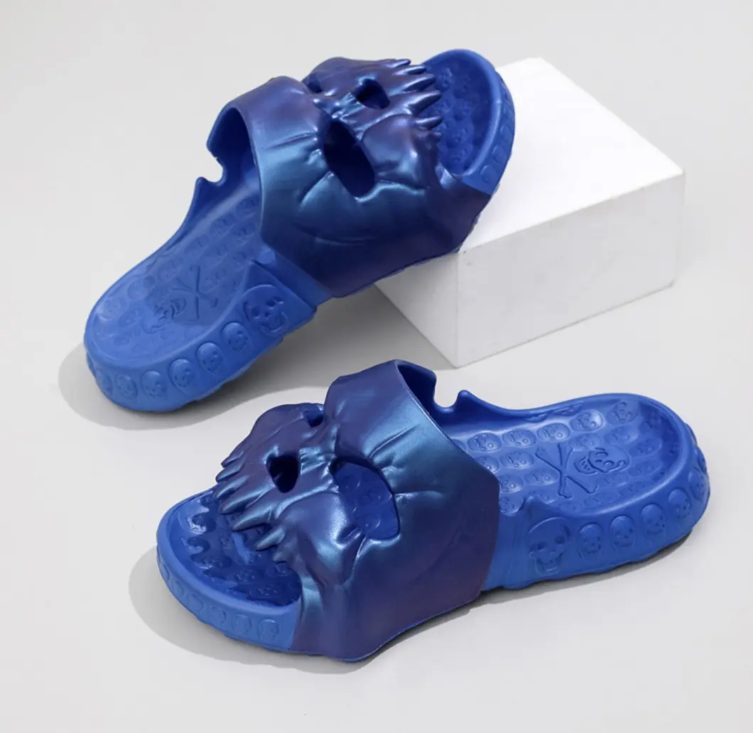 Claquettes Crâne Démon — coloris Bleu